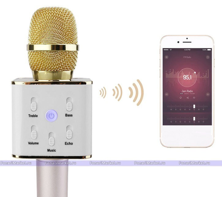 Bluetooth мікрофон для караоке Q7 Блютуз мікро + ЧОХОЛ Чорний Одеса - зображення 3