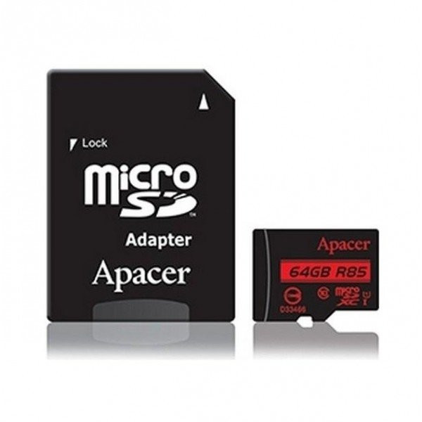 Карта пам'яті Apacer microSDHXC 64GB UHS-I Class 10 + SD-adapter (AP64GMCSX10U5-R) (Код товару:13687 Харків - зображення 1
