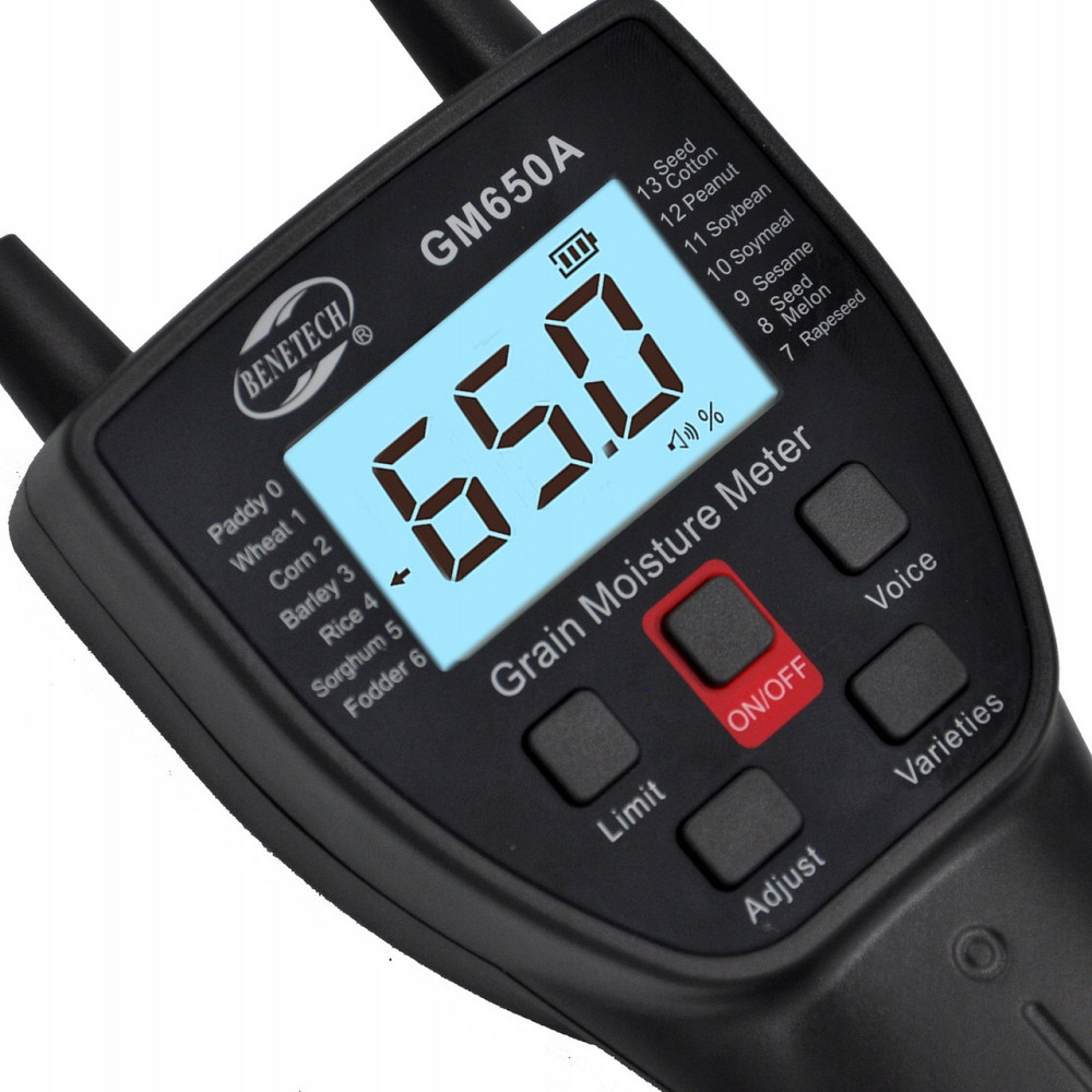 Портативный влагомер зерна, зонд 30см (7,5~55%) BENETECH GM650A Харків - зображення 10