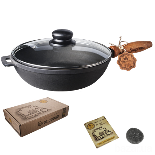 Сковорода чугунная Maysternya с крышкой 26х6 см Т305С3 Одесса - изображение 1