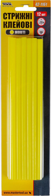 Стержни клеевые MASTERTOOL 7.2х200 мм 12 шт желтые 42-1161 Харків - зображення 2