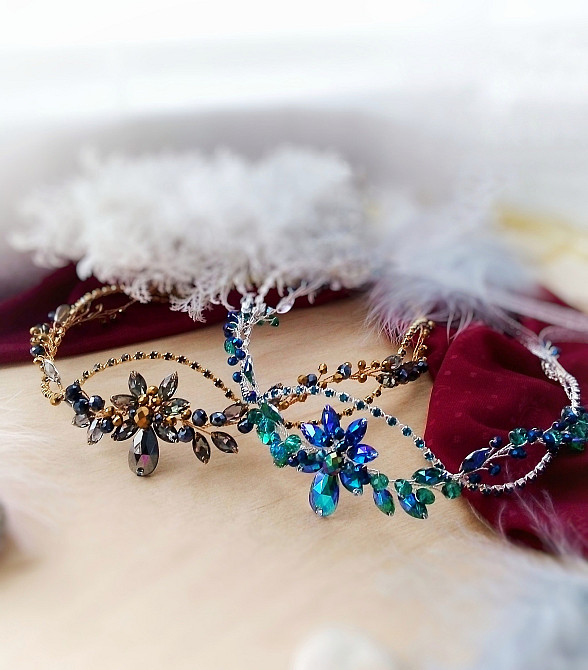 Мальва сірий графітовий золотистий діадема обруч вінок фентезі прикраса на голову чоло обруч вінок Луцк - изображение 4