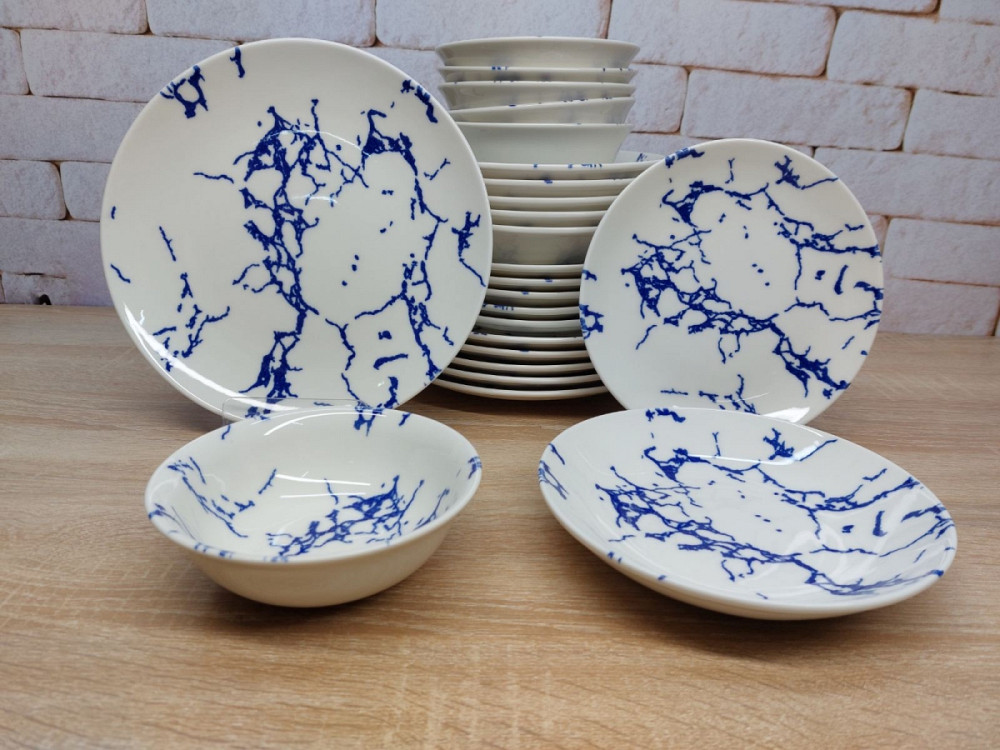 Сервіз столовий TULU Blue KL24-marble-BLUE 24 предмети Киев - изображение 1