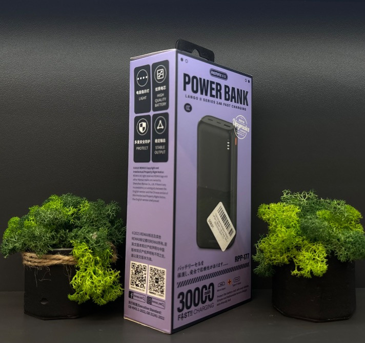 Павербанк Remax 30000 mAh RPP-177 | До 10 зарядок телефону 3. Зовнішній акумулятор Remax Чернівці - зображення 2
