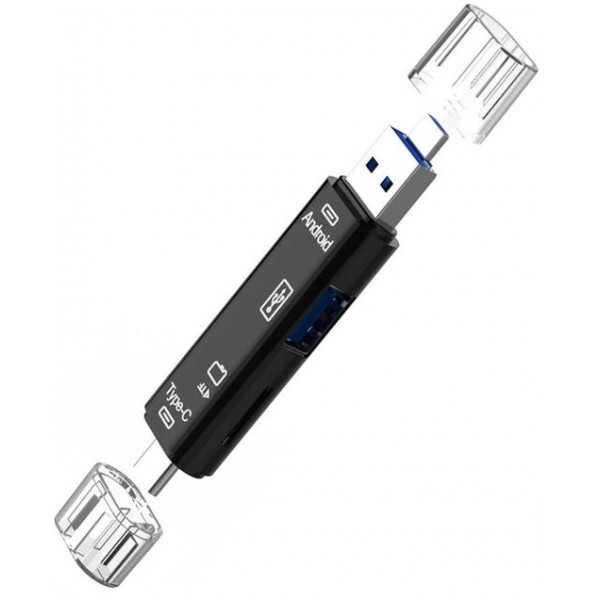 DM Кардрідер Multifunction Memory 5 in 1 Type-C/USB/microUSB/TF/SD Black (Код товару:28418) Харків - зображення 1