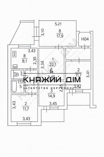 4кімн велика квартира м. Харківська Код № 21147195 Київ - зображення 1