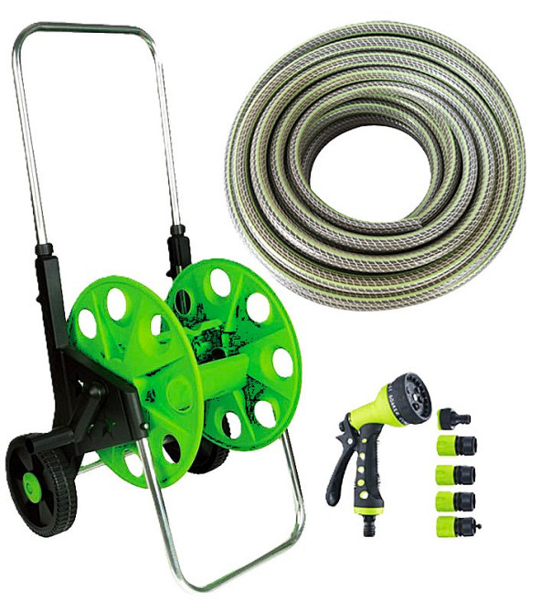 Катушка со шлангом MASTERTOOL ½" 50 м с телескопической ручкой на колесах 92-8800 Харків - зображення 1