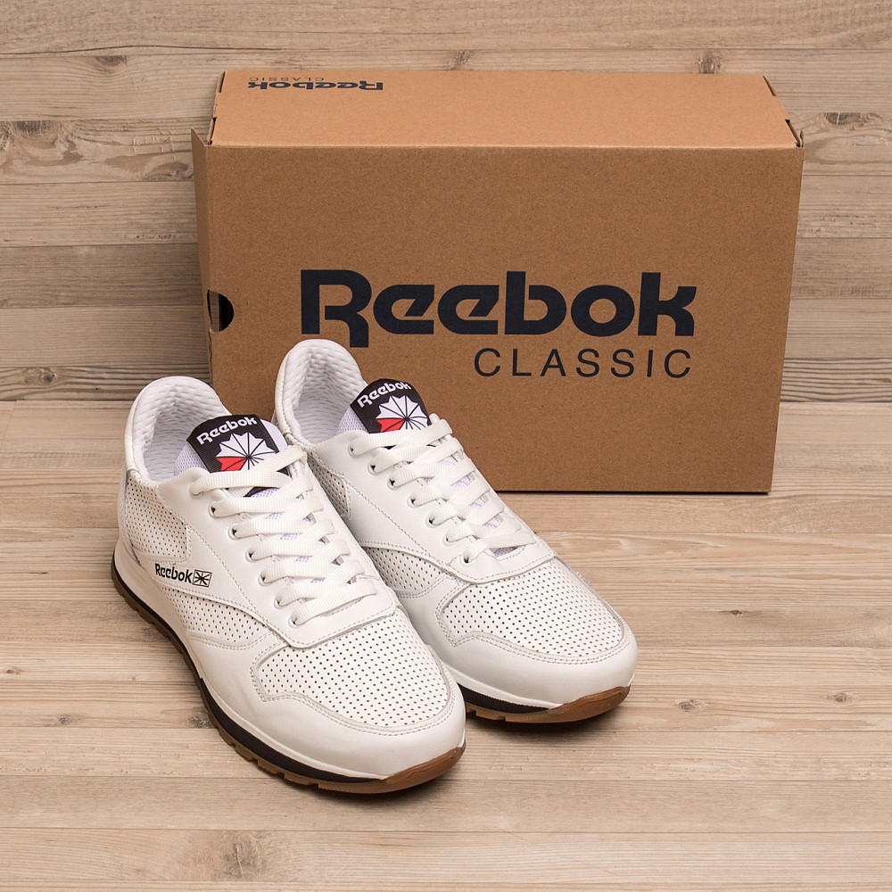 Мужские кожаные летние кроссовки, перфорация  Reebok Classic White Київ - зображення 11