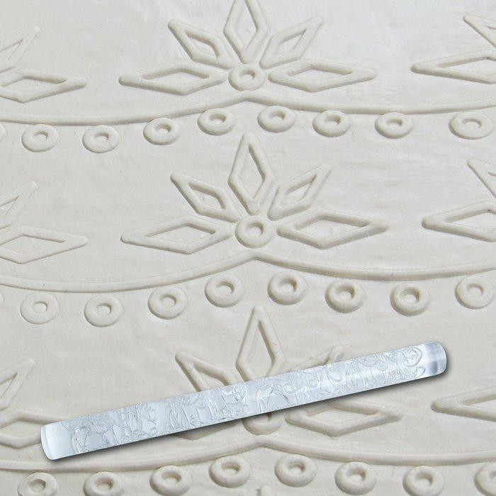 Скалка кондитерська рисунок Empire Ромбиковидные пелюстки на гілочці EM-8946 21 см Київ - зображення 1