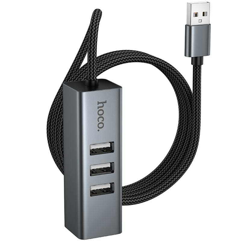 Переходник HUB Hoco HB1D USB to USB2.0*3+RJ45 Херсон - зображення 4