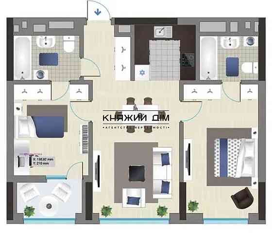 Видова 2-кімнатна квартира в ЖК Славутич Київ