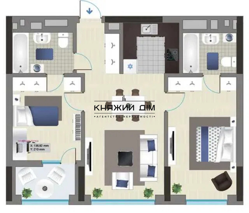 Видова 2-кімнатна квартира в ЖК Славутич Київ - зображення 2