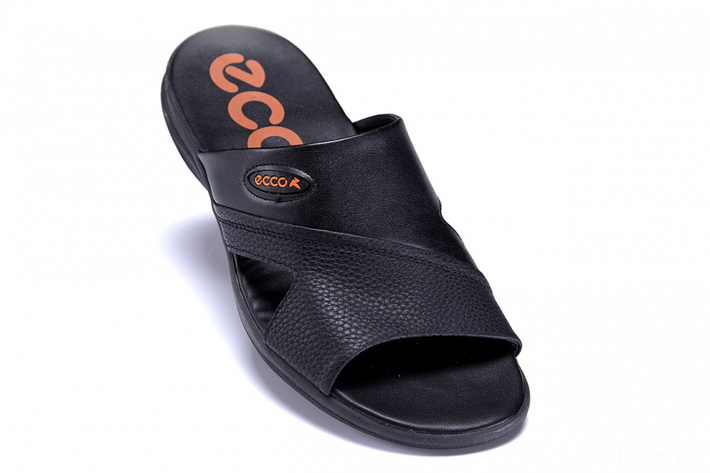 Мужские кожаные  летние шлепанцы-сланцы E-series Black Киев - изображение 2
