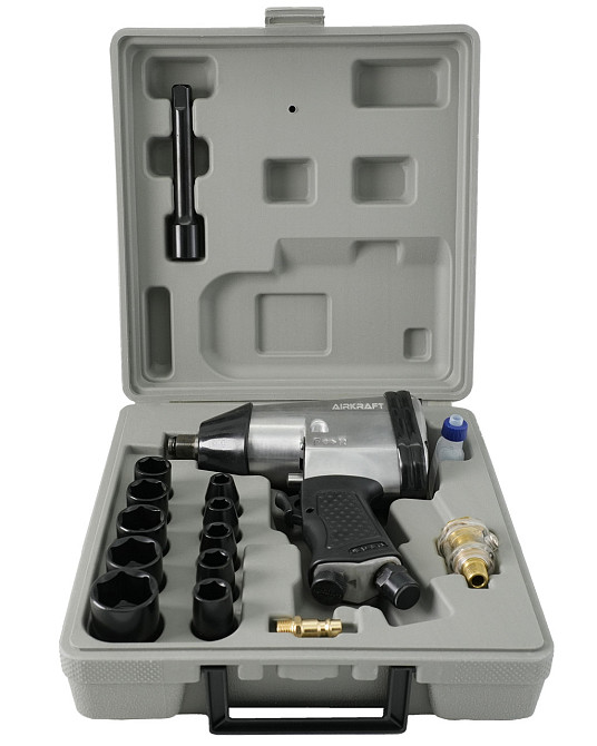 Пневмогайковерт с набором пневмоинструмента 1/2" 17ед. AIRKRAFT AT-5004SG Харків - зображення 4