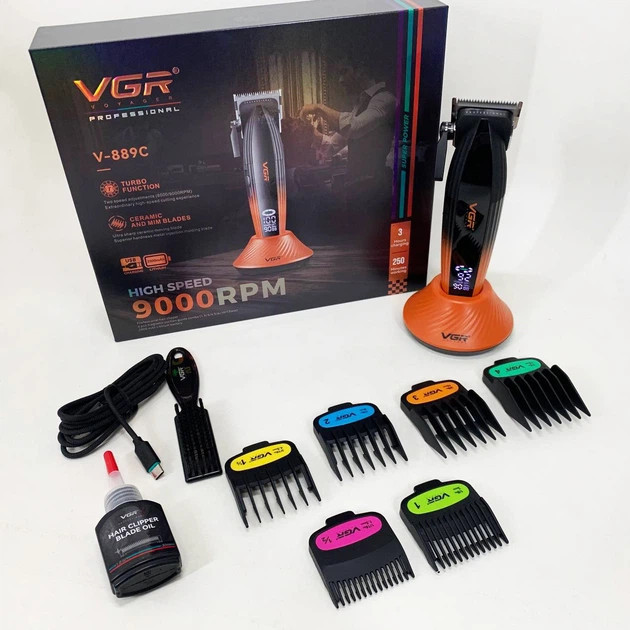 Машинка для стрижки аккумуляторная VGR V-889C оранжевая Киев - изображение 2