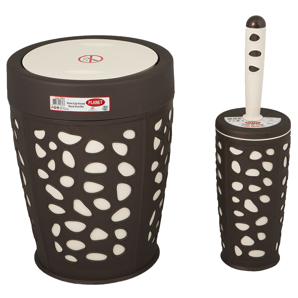 Набор для ванной комнаты Planet Stone 2 предмета коричневый-крем Киев - изображение 1