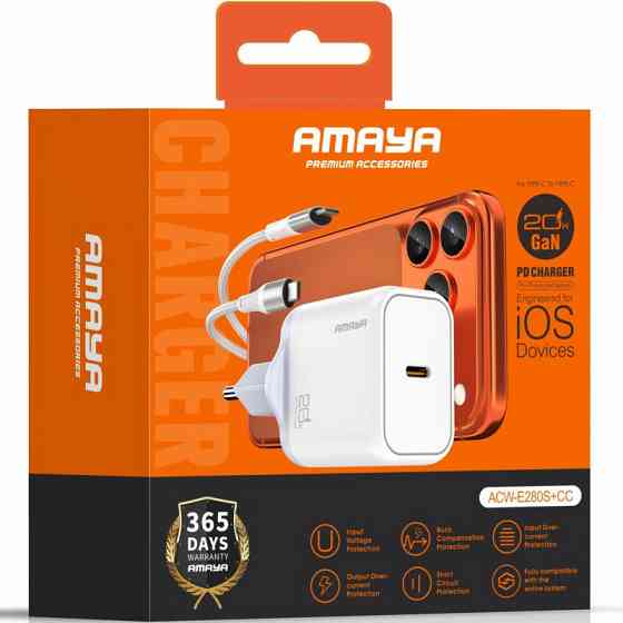 СЗУ Amaya E280S PD20W GaN (1USB-C) + кабель Type-C to Type-C Херсон