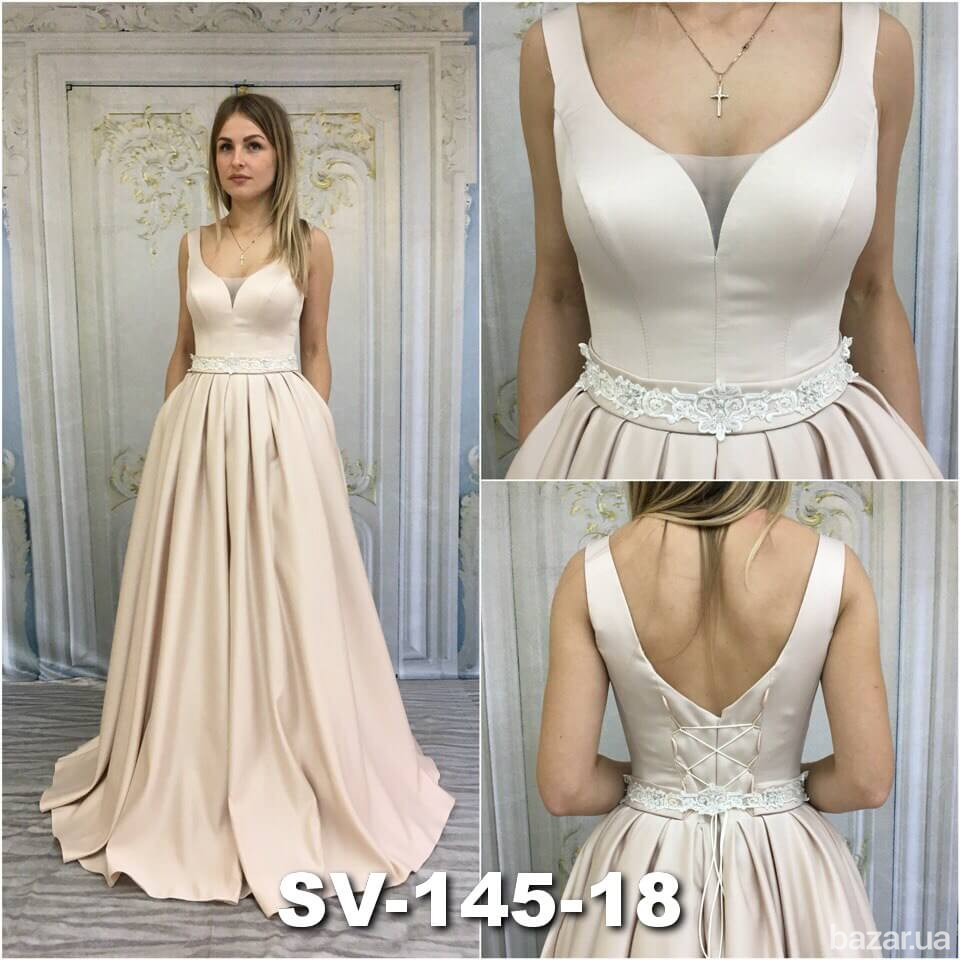 Атласное платье в пол цвет капучино Киев - изображение 1