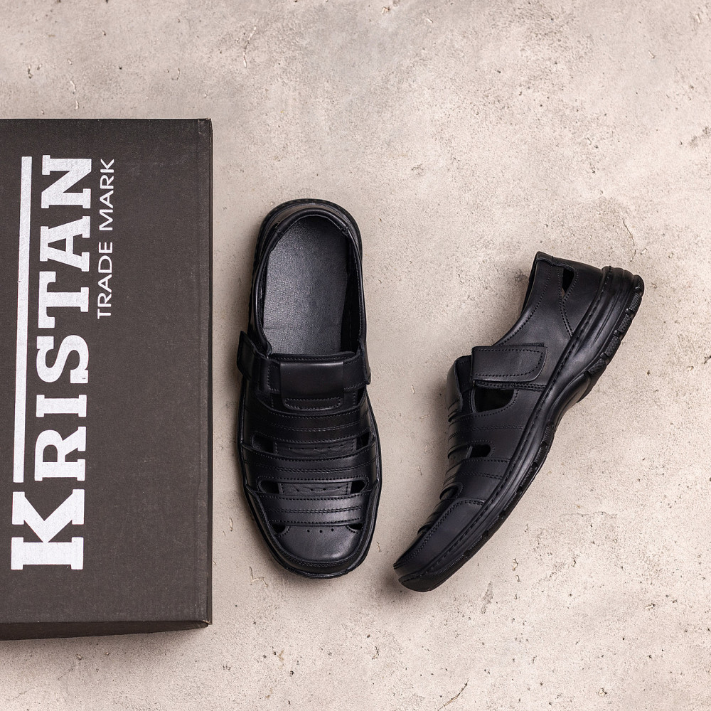 Мужские кожаные летние туфли Lara  Black Київ - зображення 9