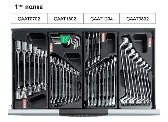 Тележка инструментальная с набором инструментов TOPTUL (Pro-Line) 7 секций 227ед. GCAJ0012 Харьков - изображение 2