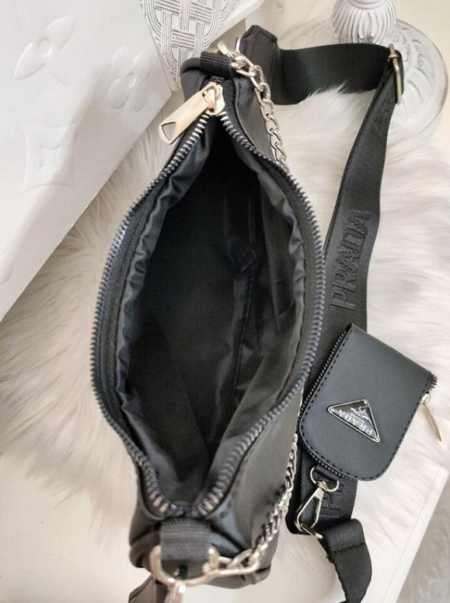 Стильна сумка прада чорна жіноча через плече Prada Киев - изображение 3