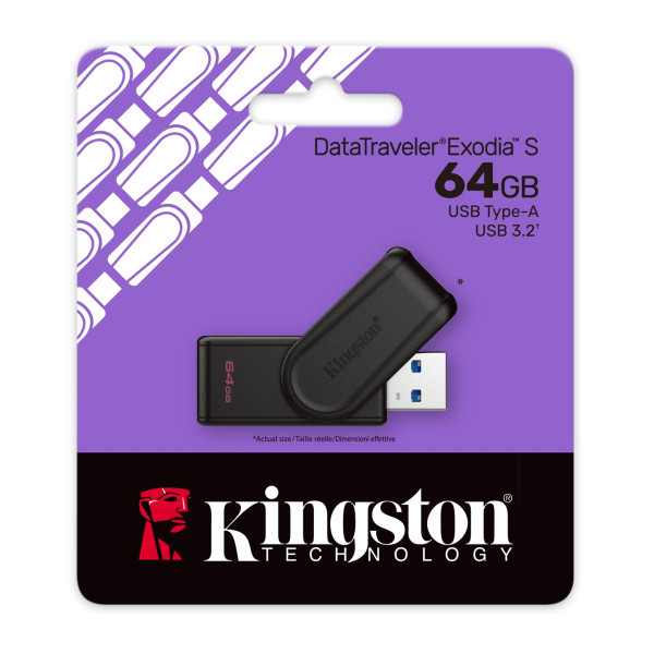 Флеш пам'ять Kingston DT Exodia S 64GB USB 3.2 Black (DTXS/64GB) Харків - зображення 2