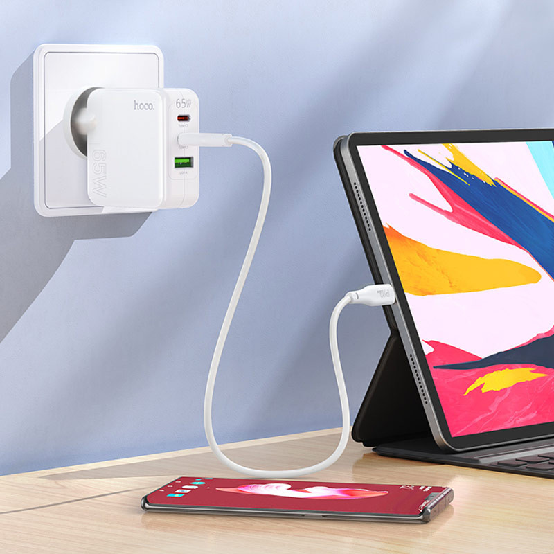 СЗУ Hoco C115A Header PD65W+QC3.0 (1USB-A/2C) Херсон - изображение 7