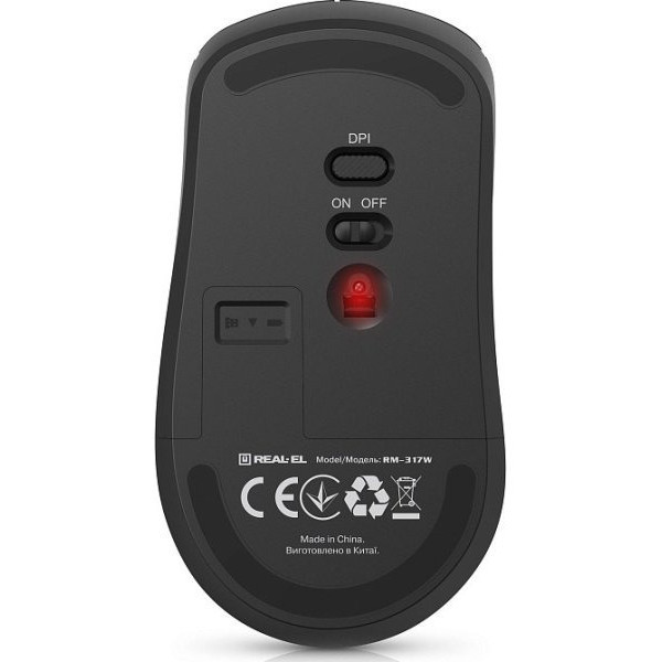 Мишка REAL-EL RM-317 Wireless Black (EL123200052) Харків - зображення 4