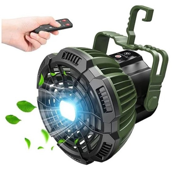 Портативний вентилятор з LED-світлом, акумулятор 5200 мАг, з дистанційним керуванням Киев - изображение 1
