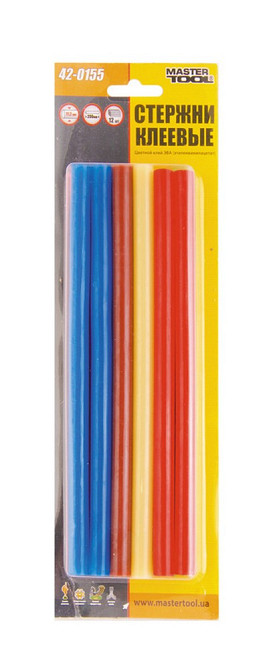 Стержни клеевые MASTERTOOL 11.2х200 мм 12 шт цветные 42-0155 Харків - зображення 2