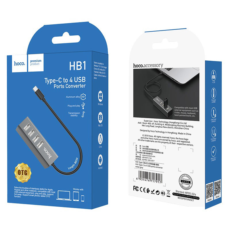 Переходник HUB Hoco HB1 USB to USB 2.0 (4 port) (1m) Херсон - изображение 5