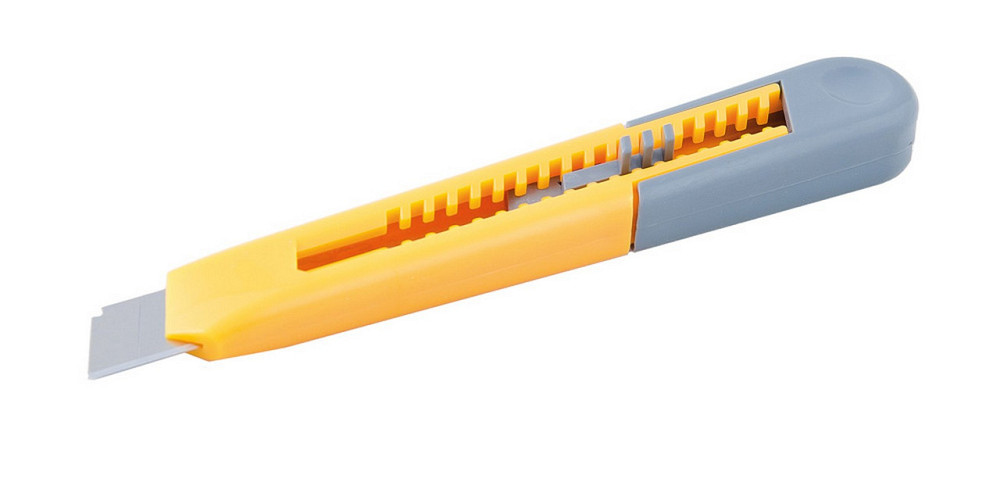 Нож строительный MASTERTOOL с отломным лезвием 18 мм ABS пластик кнопочный фиксатор 17-0321 Харьков - изображение 1