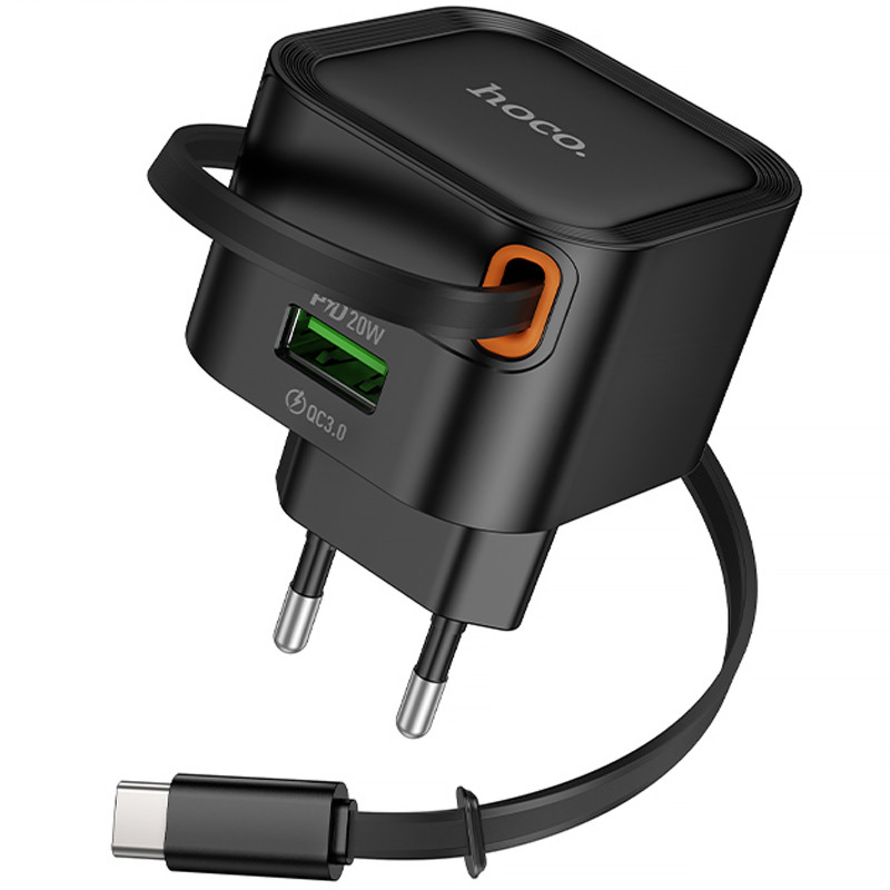Уценка СЗУ Hoco C154A Changer With Retractable Cable Type-C PD20W+QC3.0 (1USB-C) Херсон - изображение 3