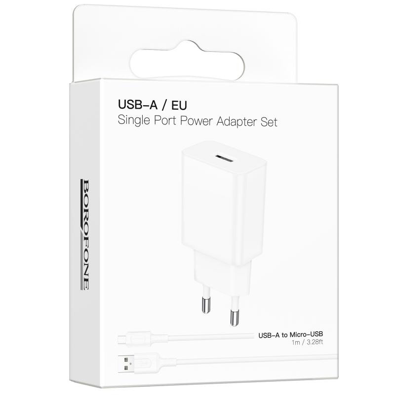 СЗУ Borofone BA110A Lemi 7.5W (1USB-A) + кабель USB to MicroUSB Херсон - зображення 2