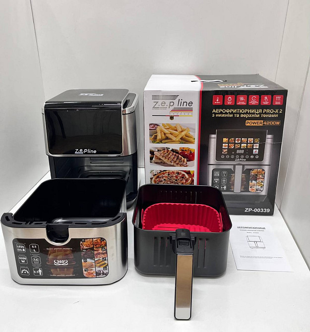 Аэрогриль мультипечь на два тэна с силиконовой формой Zepline ZP-00339 13 л 4200 Вт Київ - зображення 4