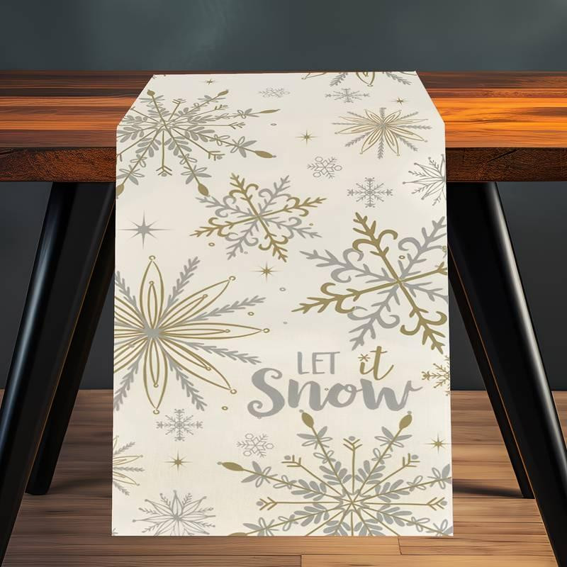 Дорожка новогодняя Снежинки Leeseph 180см беж Mv064 Одеса - зображення 1