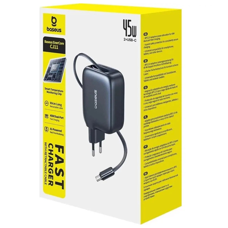 СЗУ Baseus EnerCore CJ11 PD45W with retractable cable (2USB-C) (E0120G) Херсон - зображення 3