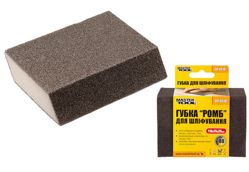 Губка для шлифования MASTERTOOL РОМБ Р180 110х75х25 мм 08-0518 Харьков - изображение 1