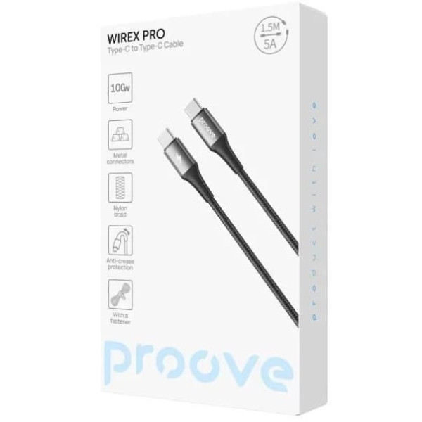 Кабель Proove WireX Pro Type-C to Type-C 100W 1.5m Black (CCWX11002201) Харків - зображення 2