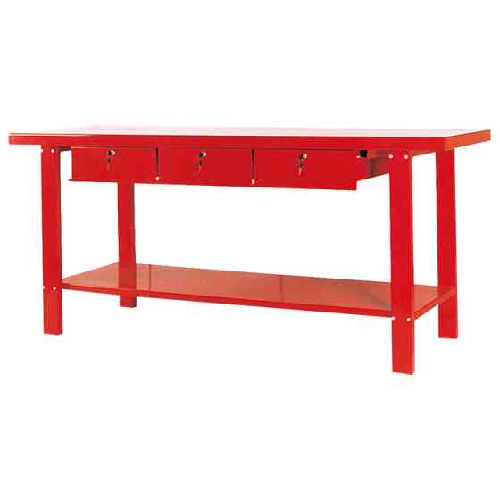 Верстак стальной профессиональный супердлинный с выдвижными ящиками и нижней полкой 2000x640x865 мм  Харків