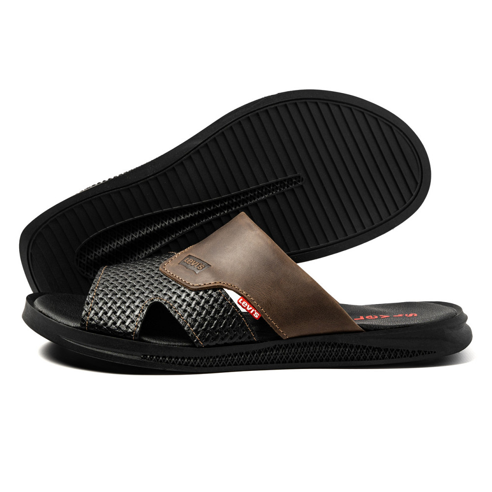 Мужские кожаные  летние шлепанцы-сланцы Levis Київ - зображення 1