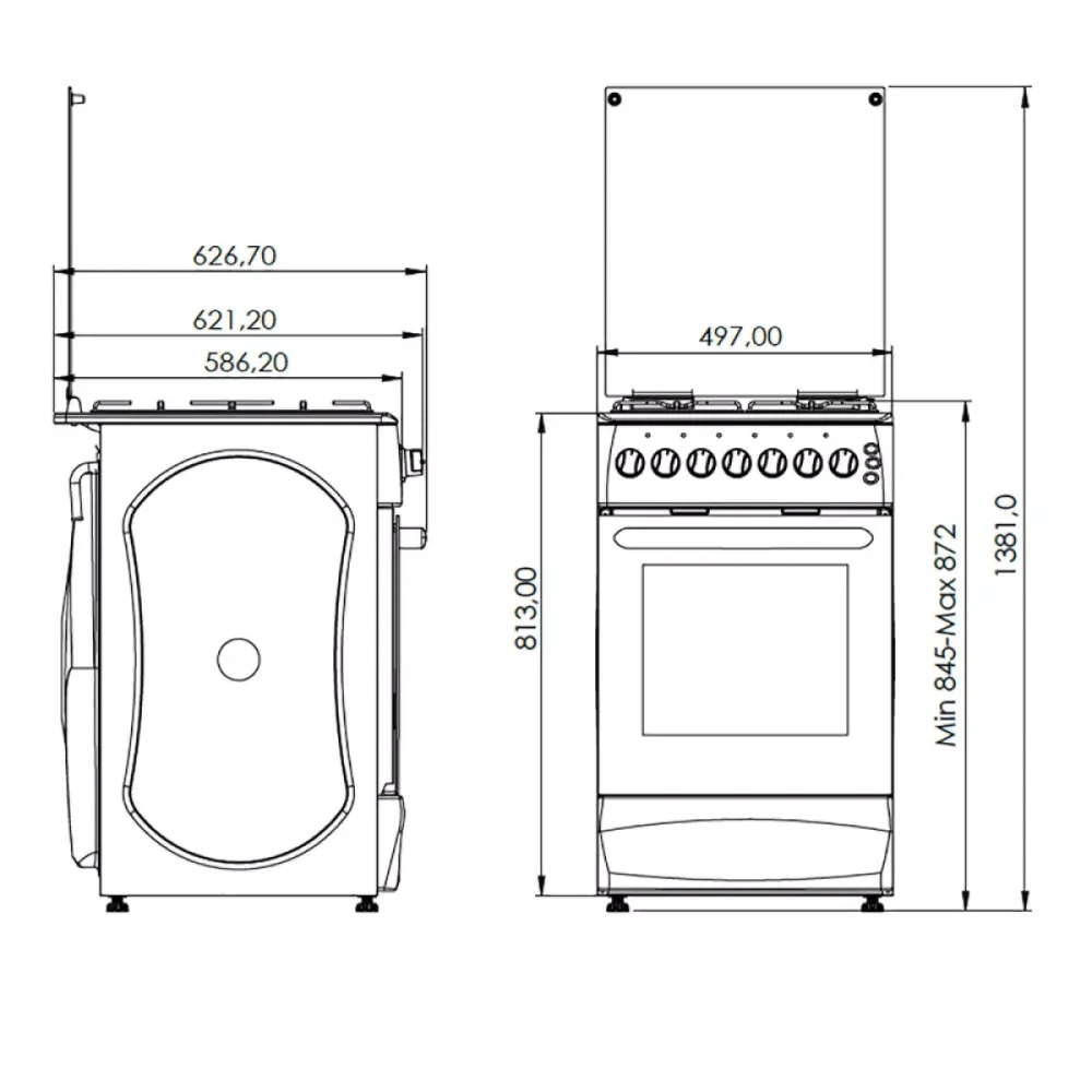 Плита кухонна газова Grunhelm G4F5600W (50 см) 497х627х872мм 4 конфорки газконтроль духовка 86900012 Київ - зображення 9