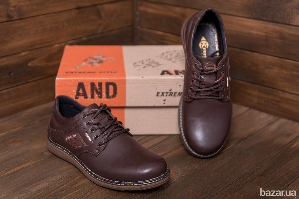 Мужские кожаные туфли Kristan brown Київ - зображення 11