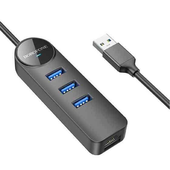 Переходник Borofone DH6 Erudite 4in1 100 Mbps Ethernet (USB to USB2.0*3+RJ45) (1.2m) Херсон