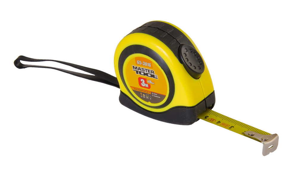 Рулетка MASTERTOOL 3 м х 16 мм автоматический фиксатор полотна покрытие TPR 65-3016 Харків - зображення 3