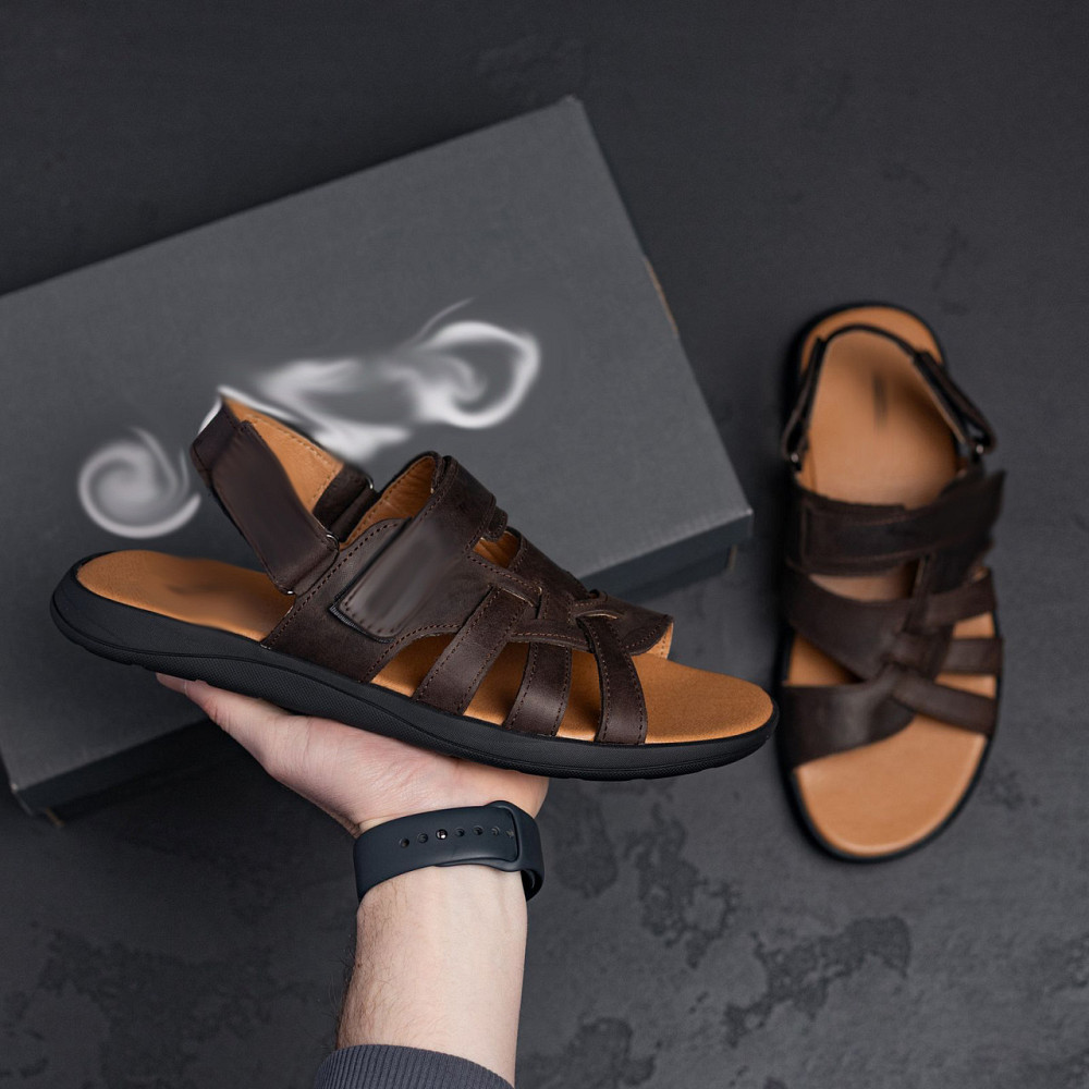 Мужские кожаные сандалии  Brown Киев - изображение 8