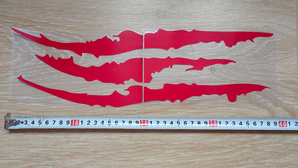 Наклейка на авто-мото Царапины Когтем Красные Светоотражающая Бориспіль - зображення 1