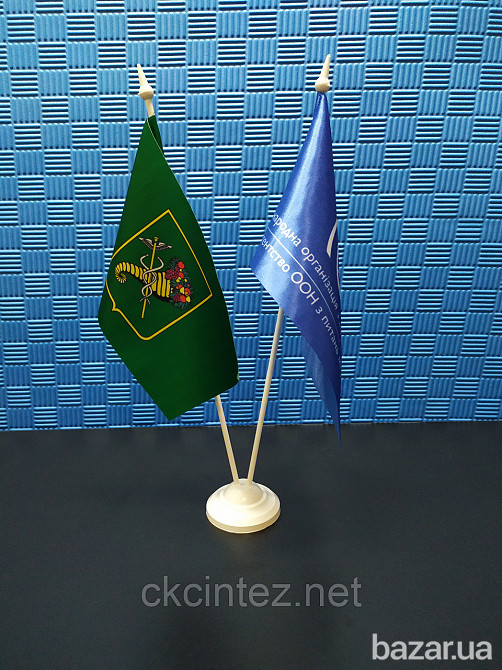 Подставка для флажков пластиковая настольная двухрожковая Київ - зображення 2
