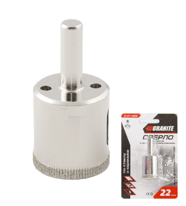 Сверло для стекла и керамики GRANITE трубчатое с алмазным напылением 22 мм 2-01-222 Харків - зображення 1