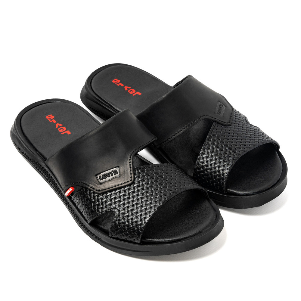 Мужские кожаные  летние шлепанцы-сланцы Levis Київ - зображення 3